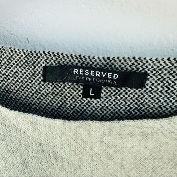 Reserved Beige Black Striped Wool Blend Sweater Size L - Picture 2 of 3